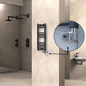 Haiti Elektrikli Havlupan 300x800 Düz Antrasit (thesis Termostat) 200w