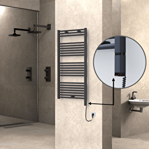 Haiti Elektrikli Havlupan 600x1200 Düz Antrasit (oned On/off ) Sağ 600w