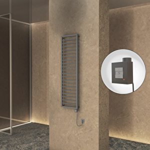 Naxos Elektrikli Havlupan 500x1655 Antrasit Texture (ktx1 Termostat) 600w Spiral Kablolu