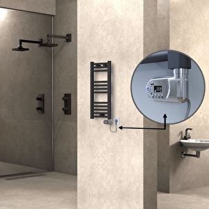 Haiti Elektrikli Havlupan 300x700 Düz Antrasit (thesis Termostat) 200w