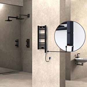 Haiti Elektrikli Havlupan 300x700 Düz Siyah (oned On/off ) Sağ 200w