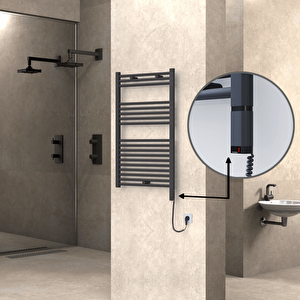 Haiti Elektrikli Havlupan 600x1000 Düz Antrasit (oned On/off ) Sağ 600w