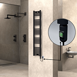 Haiti Elektrikli Havlupan 300x1500 Düz Siyah (on/off Düğmeli) 600w