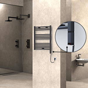 Haiti Elektrikli Havlupan 600x700 Düz Antrasit (oned On/off ) Sağ 300w