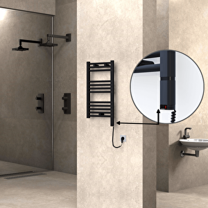 Haiti Elektrikli Havlupan 400x700 Düz Siyah (oned On/off ) Sağ 300w