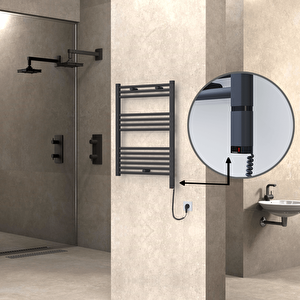 Haiti Elektrikli Havlupan 600x800 Düz Antrasit (oned On/off ) Sağ 300w