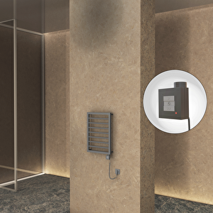 Naxos Elektrikli Havlupan 450x655 Antrasit Texture (ktx1 Termostat) 300w Spiral Kablolu
