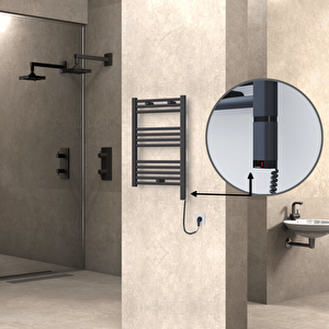 Haiti Elektrikli Havlupan 500x700 Düz Antrasit (oned On/off ) Sağ 300w