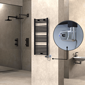 Haiti Elektrikli Havlupan 500x1100 Düz Siyah (thesis Termostat) 600w