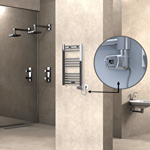 Haiti Elektrikli Havlupan 400x700 Düz Krom (thesis Termostat) 200w