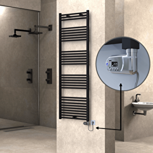 Haiti Elektrikli Havlupan 600x1800 Düz Siyah (thesis Termostat) 900w