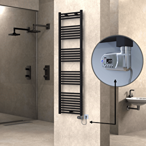 Haiti Elektrikli Havlupan 500x1800 Düz Siyah (thesis Termostat) 900w