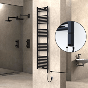 Haiti Elektrikli Havlupan 400x1800 Düz Siyah (oned On/off ) Sağ 600w