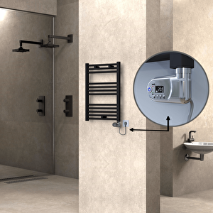 Haiti Elektrikli Havlupan 500x700 Düz Siyah (thesis Termostat) 300w
