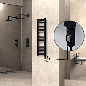 Haiti Elektrikli Havlupan 300x1100 Düz Siyah (on/off Düğmeli) 300w