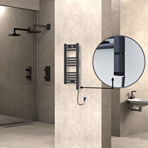 Haiti Elektrikli Havlupan 300x700 Düz Antrasit (oned On/off ) Sağ 200w