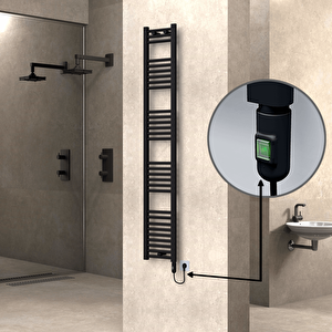 Haiti Elektrikli Havlupan 300x1800 Düz Siyah (on/off Düğmeli) 600w