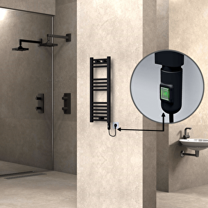 Haiti Elektrikli Havlupan 300x800 Düz Siyah (on/off Düğmeli) 200w