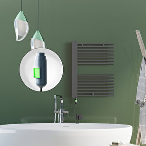 Male Elektrikli Havlupan 600x800  Antrasit (on/off Düğmeli) 600w