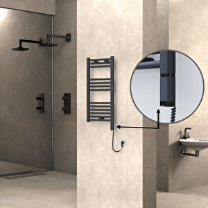 Haiti Elektrikli Havlupan 400x800 Düz Antrasit (oned On/off ) Sağ 300w