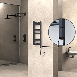 Haiti Elektrikli Havlupan 300x800 Düz Antrasit (oned On/off ) Sağ 200w