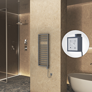 Naxos Elektrikli Havlupan 500x1193 Antrasit Texture (ktx3 Termostat) 600w Spiral Kablolu