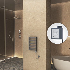 Naxos Elektrikli Havlupan 450x655 Antrasit Texture (ktx3 Termostat) 300w Spiral Kablolu