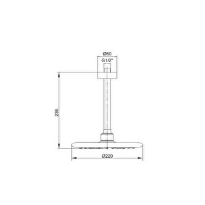 Acuba Tepe Duş Başlığı Tavandan Borulu (ø 220 Mm)
