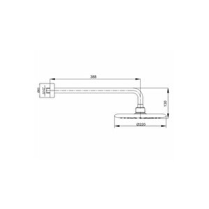 Acuba Tepe Duş Başlığı Duvardan Borulu (ø 220 Mm)