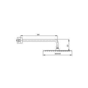 Ark İnce Kare Tepe Duş Başlığı Duvardan Borulu (300x300 mm)