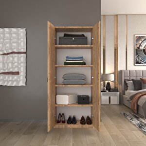 Modüleva 2 Kapaklı 5 Katlı Çok Amaçlı / Elbise Dolabı / Saklama Dolabı