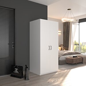 Modüleva 2 Kapaklı Elbise Dolabı 175*80*41 Beyaz