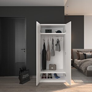 Modüleva 2 Kapaklı Elbise Dolabı 175*80*41 Beyaz