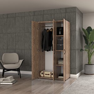 Ugi̇ 3 Kapaklı Çam Elbise Dolabı / Toparlayıcı / Çok Amaçlı Dolap