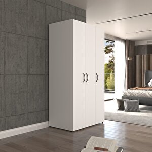 Ugi̇ 3 Kapaklı Beyaz Elbise Dolabı / Toparlayıcı / Çok Amaçlı Dolap
