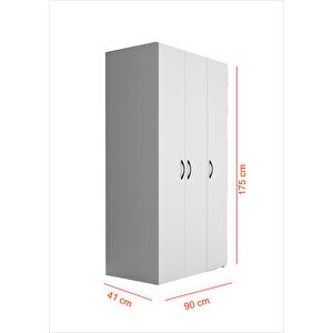 Ugi̇ 3 Kapaklı Beyaz Elbise Dolabı / Toparlayıcı / Çok Amaçlı Dolap