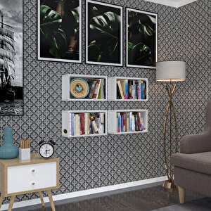 Duvar Rafı Kitaplık Hülas Byz 022*039*13 Dörtlü Duvara Asma Aparatlıdır 4 Adet