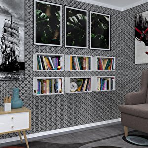 Duvar Rafı Kitaplık Hülas Byz 022*039*13 Altılı Duvara Asma Aparatlıdır 6 Adet