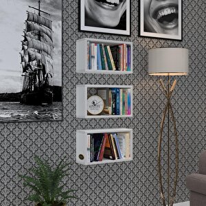 Duvar Rafı Kitaplık Hülas Byz 022*039*13 Üçlü Duvara Asma Aparatlıdır 3 Adet