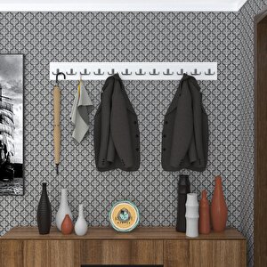 Askılık Tokadi Mat Beyaz Renk Suntalam 12 Adet Metal Krom Renk Portmanto