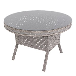 Spark Nova 110 Cm Rattan Yuvarlak Minderli Bahçe Masa Takımı