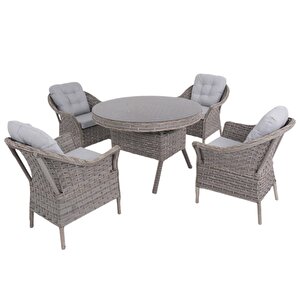 Spark Nova 110 Cm Rattan Yuvarlak Minderli Bahçe Masa Takımı