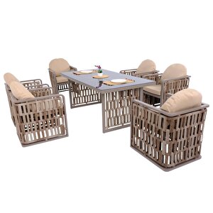 Talia | Rattan Bahçe Masa Takımı | 100x200 6 Kişilik Bahçe Mobilyası