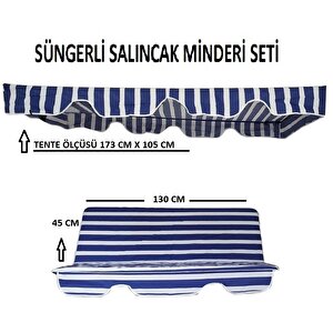 Salıncak Lüks Kılıf Seti̇ Minderli 2 Kişilik 130 X45 Mavi - Beyaz