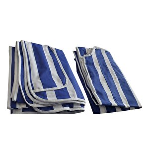 Salıncak Lüks Kılıf Seti̇ Minderli 2 Kişilik 130 X45 Mavi - Beyaz