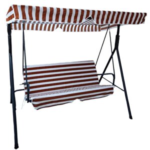 Salıncak Lüks Kılıf Seti̇ Minderli 2 Kişilik 130x 45 Kahverengi - Beyaz