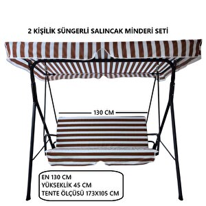 Salıncak Lüks Kılıf Seti̇ Minderli 2 Kişilik 130x 45 Kahverengi - Beyaz