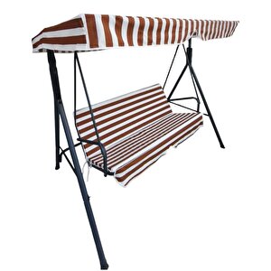 Salıncak Lüks Kılıf Seti̇ Minderli 2 Kişilik 130x 45 Kahverengi - Beyaz