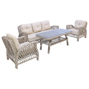 Mira Rattan Bahçe Oturma Grubu | 3+1+1 Sehpalı Bahçe Takımı