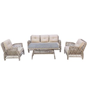 Mira Rattan Bahçe Oturma Grubu | 3+1+1 Sehpalı Bahçe Takımı